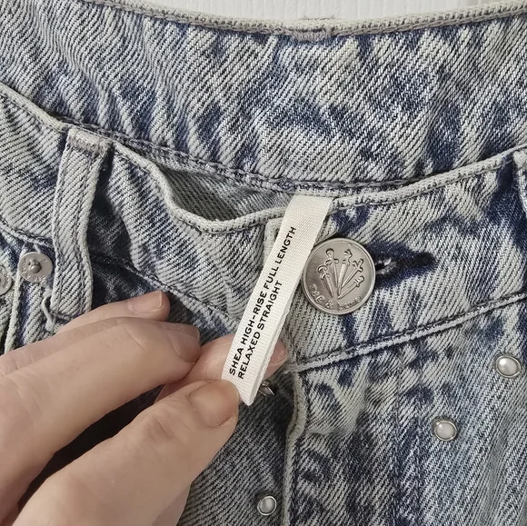 Rag & Bone The Shea High Rise Relaxed Pearl Embellished Jeans New Size 27 - Picture 8 of 15